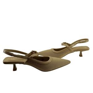 Cosy Island Slingback Heels Women’s 7.5 Camel Pointed Toe Ankle Strap